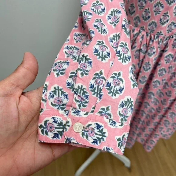 J Crew Printed Collared Mini Shirt Dress Womens 2 Coquette Teacher Girly Easter - Picture 6 of 14